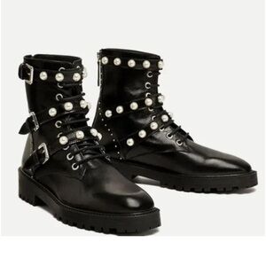 Zara Basic, Pearl Combat Boot size 39